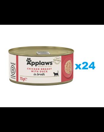 APPLAWS Cat Adult Chicken Breast with Duck in Broth Conserve pisici, cu pui si rata in sos 24x70g