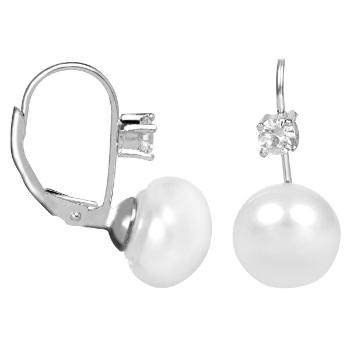 JwL Luxury Pearls Cercei de argint cu perla alba si cristal JL0400
