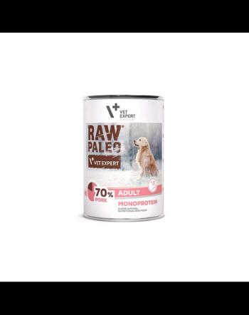 VETEXPERT Raw Paleo Pork Adult Can Hrana umeda caini, cu porc 400g