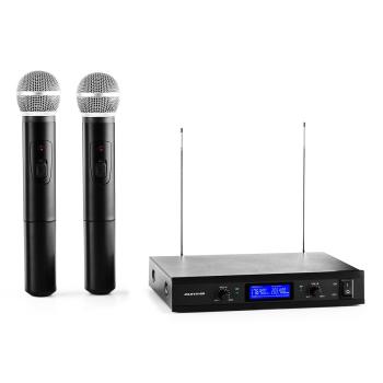 Auna Pro VHF 400 Duo 1 2 canale VHF microfon fără fir set receptor 1x + 2x microfoane fără fir