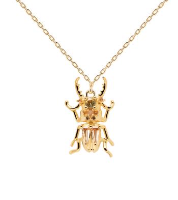 PDPAOLA Colier original placat cu aur COURAGE Beetle Amulet CO01-253-U (lanț, pandantiv)