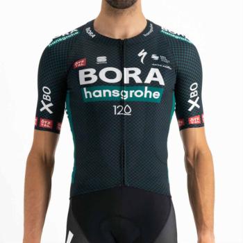 
                 SPORTFUL Tricou de ciclism cu mânecă scurtă - BORA HANSGROHE 2021 - negru/verde  
            