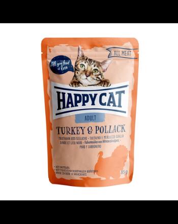 HAPPY CAT All Meat Hrana umeda pentru pisici adulte, cu curcan si cod, 85 g