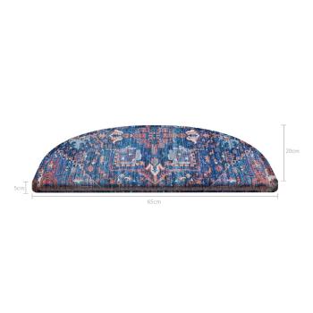 Set 16 covorașe pentru scări Vitaus Yoruk, 20 x 65 cm, albastru