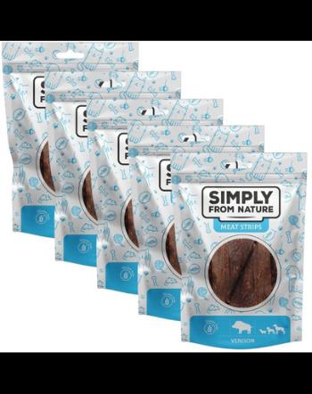 SIMPLY FROM NATURE Meat Strips cu vanat 5x80 g recompense caini