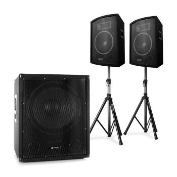 Electronic-Star 2.1 Active PA, DJ Set cu subwoofer Bi-Amp, pereche de boxe de 10 " și trepied