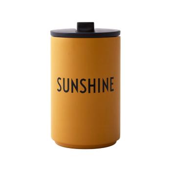 Cană termos Design Letters Sunshine, 350 ml, muștar