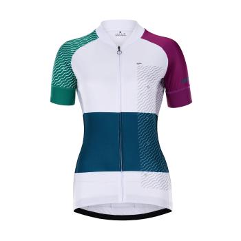 
                 HOLOKOLO Tricou de ciclism cu mânecă scurtă - ENGRAVE LADY - alb/mov/albastru  
            