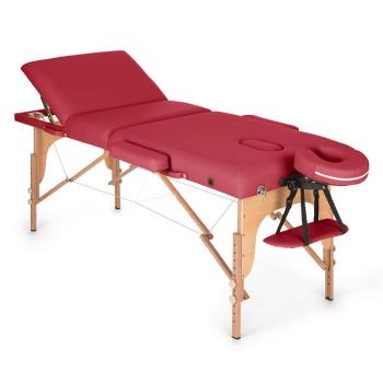 KLARFIT MT 500, roșu, masă de masaj, 210 cm, 200 kg, retractabil, finisaj fin, geantă