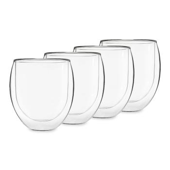 Feelino Ice set, 4 cești de ceai, set de 4, 400 ml, sticlă borosilicată de înaltă calitate, sigură pentru mașina de spălat vase