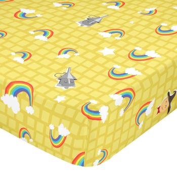 Cearceaf elastic din bumbac Mr. Fox Yellow Bricks, 60 x 120 cm, galben