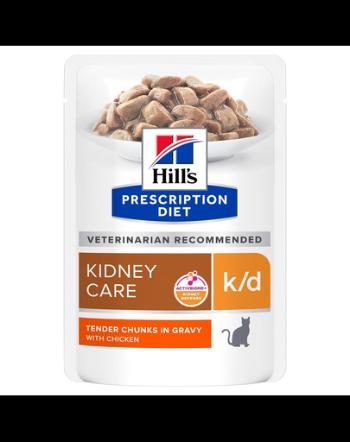 HILL'S Prescription Diet Feline k/d Kidney Care Hrana umeda pentru pisici cu probleme renale, cu pui 12x85 g