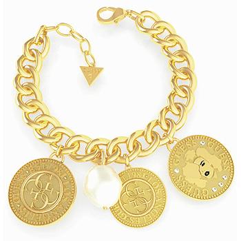 Guess Brățară distinctivă placată cu aur cu pandantive Guess Coin UBB79150 19 cm - S