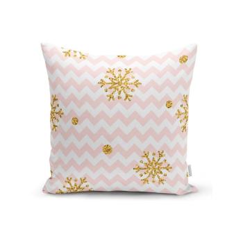 Față de pernă cu model de Crăciun Minimalist Cushion Covers Golden Snowflakes, 42 x 42 cm