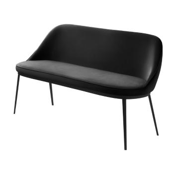 Canapea neagră cu tapițerie din imitație de piele 144 cm Gain – Unique Furniture