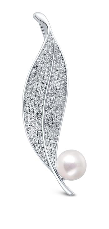 JwL Luxury Pearls Broșă de perle strălucitoare frunza JL0701