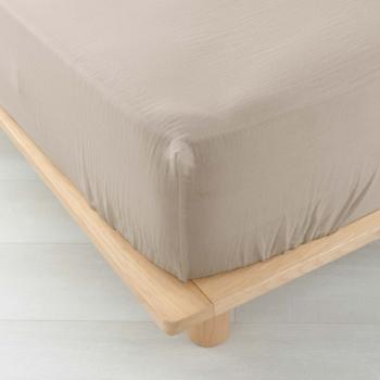 Cearceaf bej din muselină cu elastic 140x190 cm Angelia – douceur d'intérieur