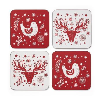 Set 4 suporturi de pahare cu model de Crăciun Cooksmart ® A Nordic Christmas, 10 x 10 cm