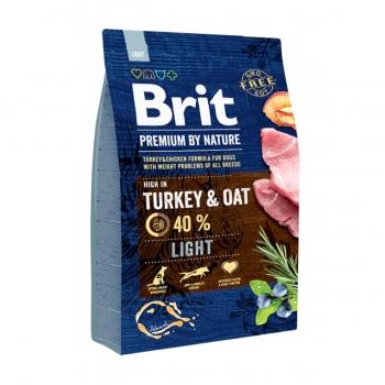 BRIT Premium By Nature Light, Curcan cu Ovăz, hrană uscată câini, managementul greutății, 3kg