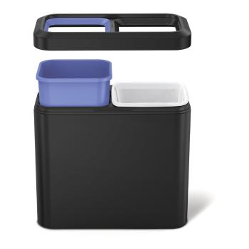 Coș de gunoi negru mat de reciclat din oțel 20 l – simplehuman