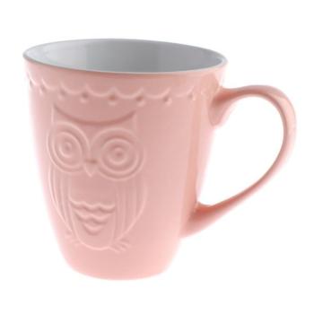 Cană din ceramică Dakls Owl, 530 ml, roz