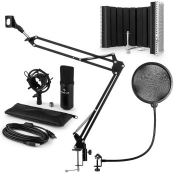 Auna MIC-900B, USB, set de microfon, set V5, negru, microfon condensator, filtru pop, ecran acustic, braț de microfon