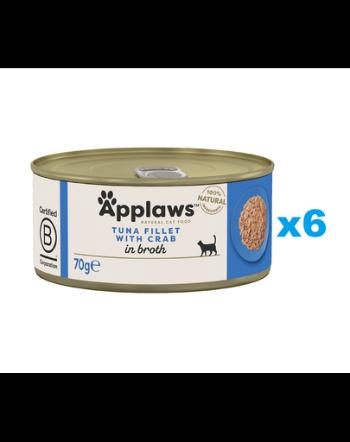 APPLAWS Cat Adult Tuna with Crab in Broth Hrana umeda pisica adulta, cu ton si crab in sos 6x70 g