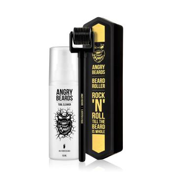 Angry Beards Roller pentru creșterea bărbii cu curățitor (Beard Roller & Tool Cleaner) 50 ml