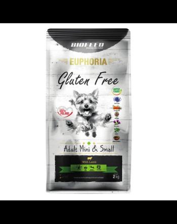 BIOFEED EUPHORIA Gluten Free Hrana uscata cu miel pentru caini talie mica si mini, fara gluten 2 kg