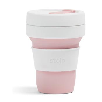Cană pliabilă Stojo Pocket Cup Rose, 355 ml, alb - roz