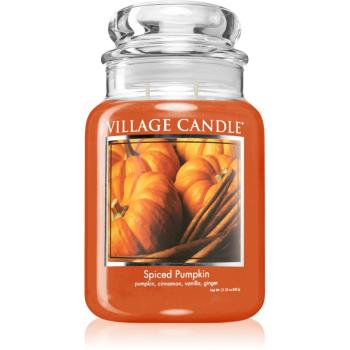 Village Candle Spiced Pumpkin lumânare parfumată  (Glass Lid) 602 g