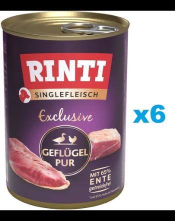 RINTI Singlefleisch Exclusive Poultry Pure 6x400 g cu pasare, pentru caine