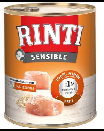 RINTI Sensible hrana umeda pentru caini adulti cu alergii alimentare, cu pui si orez 800gr