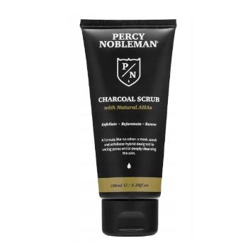 Percy Nobleman Peeling facial pentru bărbați 3 în 1 cu cărbune negru (Charcoal Scrub) 100 ml