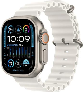 Apple Apple Watch Ultra 2 titan de 49 mm cu curea oceanică albă