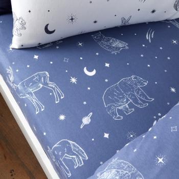 Cearceaf pentru copii din flanelă cu elastic 70x140 cm Starlight Animals – Bianca