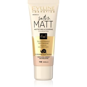 Eveline Cosmetics Satin Matt machiaj cu efect matifiant extract de melc culoare 102 Vanilla 30 ml