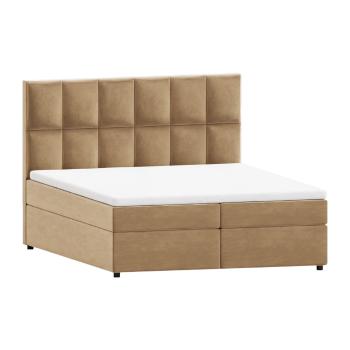 Pat boxspring galben ocru cu spațiu de depozitare 160x200 cm Flip – Ropez