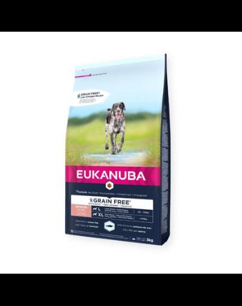 EUKANUBA Grain Free Senior Large Ocean Fish 3 kg bogat in peste oceanic, hrana caini senior rasa mare