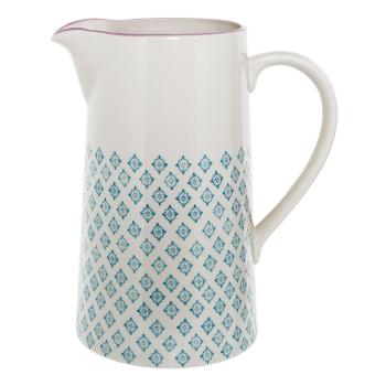 Carafă din gresie ceramică Bloomingville Patrizia, 2 l, alb-albastru