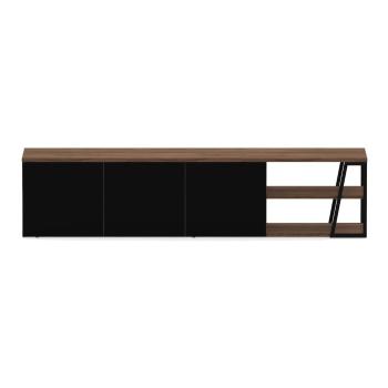 Comodă TV  neagră/în culoare naturală cu aspect de lemn de nuc 190x45 cm Albi - TemaHome