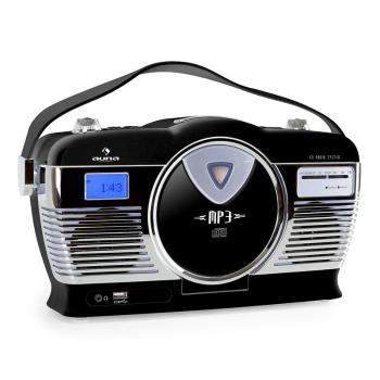 Auna Radio portabil Retro Vintage RCD-70 culoare neagră
