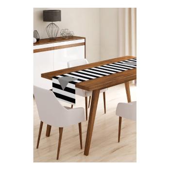 Napron din microfibră pentru masă Minimalist Cushion Covers Stripes with Grey Heart, 45 x 145 cm