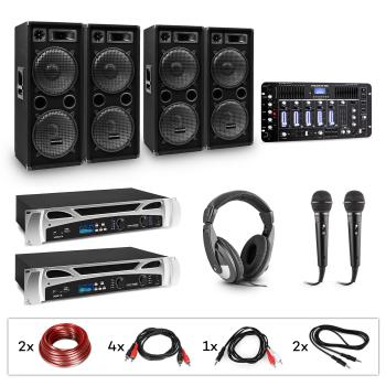 Electronic-Star eStar Bass-Party Pro, sistem DJ, set, 2 x amplificator PA, mixer DJ, 4 x subwoofer
