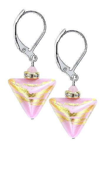 Lampglas Cercei romantici Sweet Rose Triangle cu aur de 24 de carate în perle Lampglas ETA9