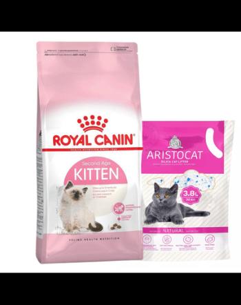 ROYAL CANIN Kitten hrana uscata pisica junior 10 kg + ARISTOCAT Nisip din silicon pentru litiera pisicilor, silica fara miros PREMIUM 3.8 l GRATIS