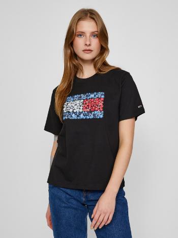 Tommy Jeans Floral Flag Tee Tricou Negru