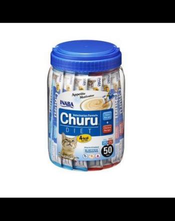 INABA Churu Diet 50x14g piure lichid pentru pisici, cu pui si ton