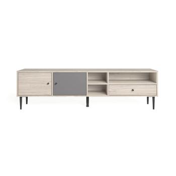 Comodă TV  roșu/ cu aspect de lemn de stejar 180x50 cm Leon – Marckeric