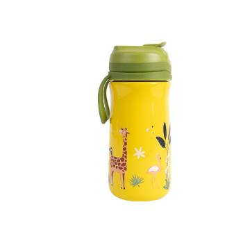 Sticlă galbenă pentru copii din oțel inoxidabil 370 ml Jungle - Ladelle